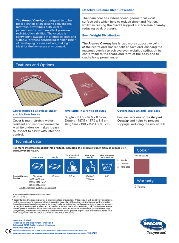 ที่นอนโฟม ป้องกันแผลกดทับ INVACARE รุ่น Propad - Image 5